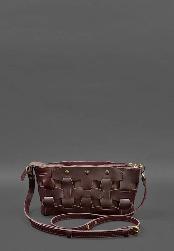 Шкіряна жіноча сумка Пазл S бордова Krast