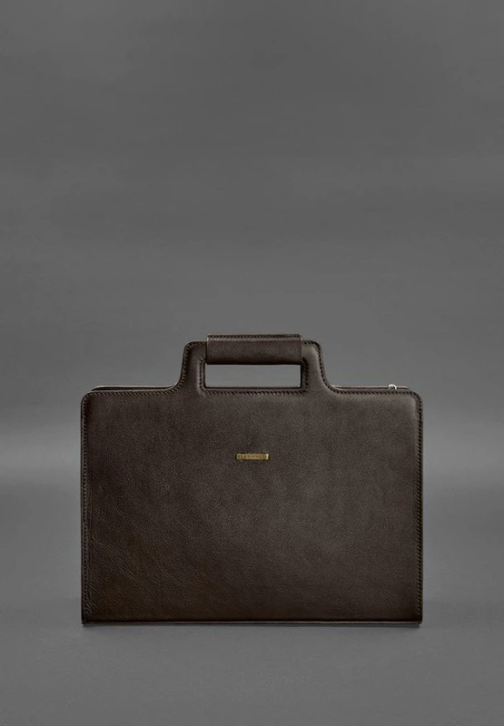 Шкіряна сумка для ноутбука та документів темно-коричнева краст — BlankNote