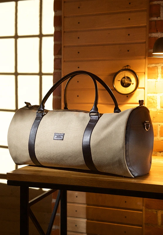 Сумка Harper MAXI з канвасу з темно-коричневими шкіряними вставками — BlankNote