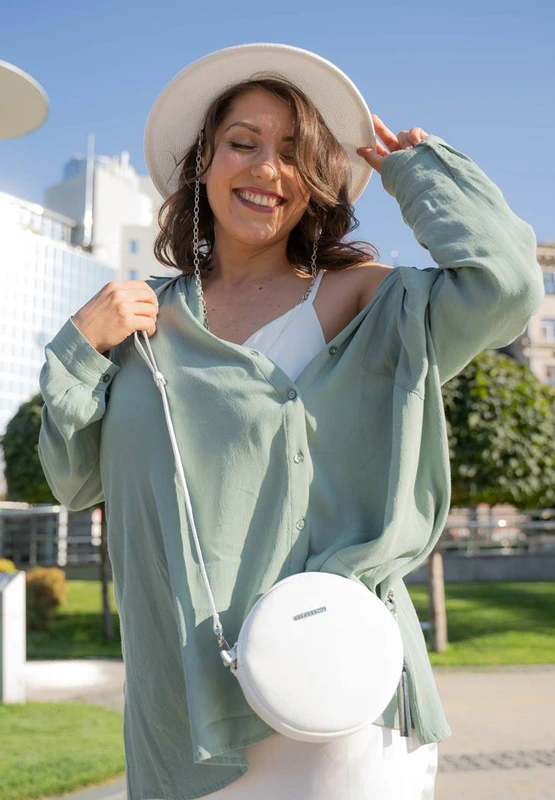 Кругла жіноча шкіряна сумочка Tablet біла