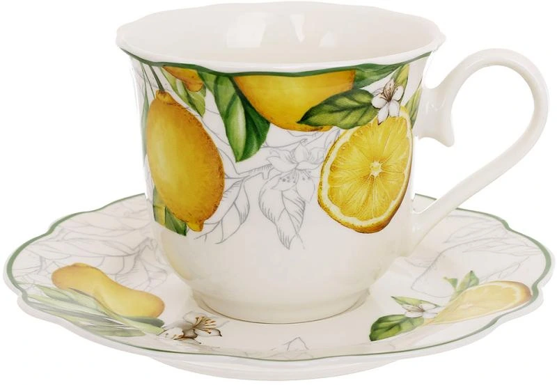Чайний порцеляновий набір "Сицилійський Лимон" 250мл на 4 персони (чашки з блюдцями)