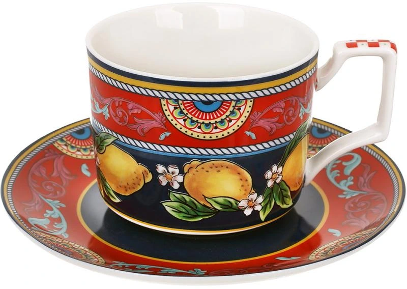 Чашка з блюдцем порцелянові Sicilia "Ornamento" (Орнамент) 220мл, у подарунковій коробці