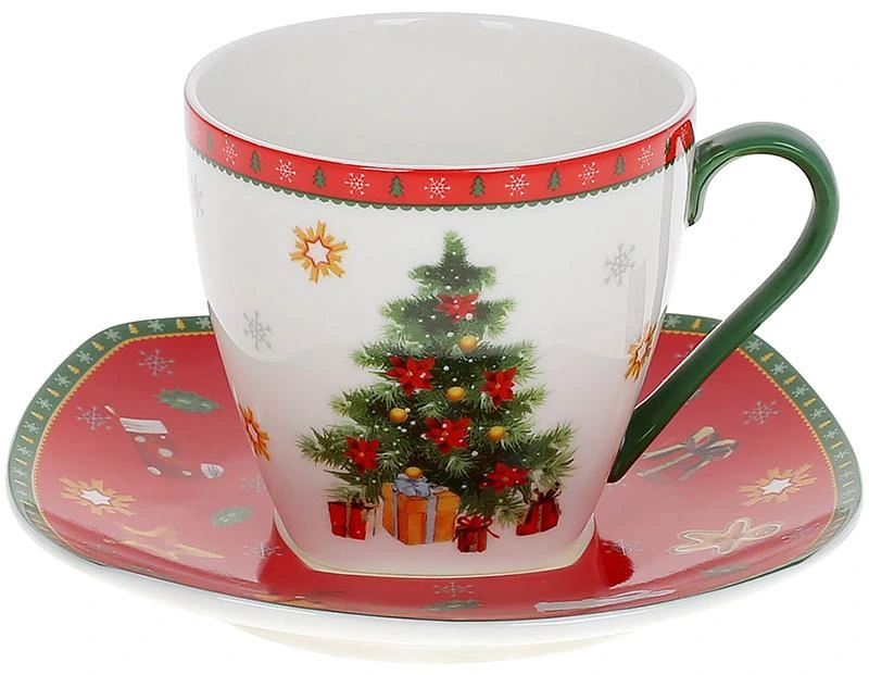 Чашка з блюдцем "З Різдвом" 220мл, порцелянова