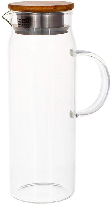 Глечик скляний Lorenza 1500мл з бамбуковою кришкою