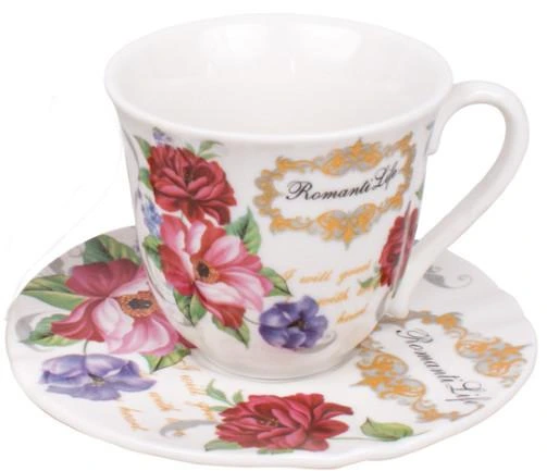 Кавова чашка Romantic Life 90мл із блюдцем у подарунковій коробці