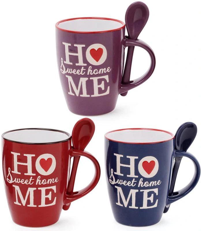 Кружка керамічна "Home sweet home" 330мл з ложкою