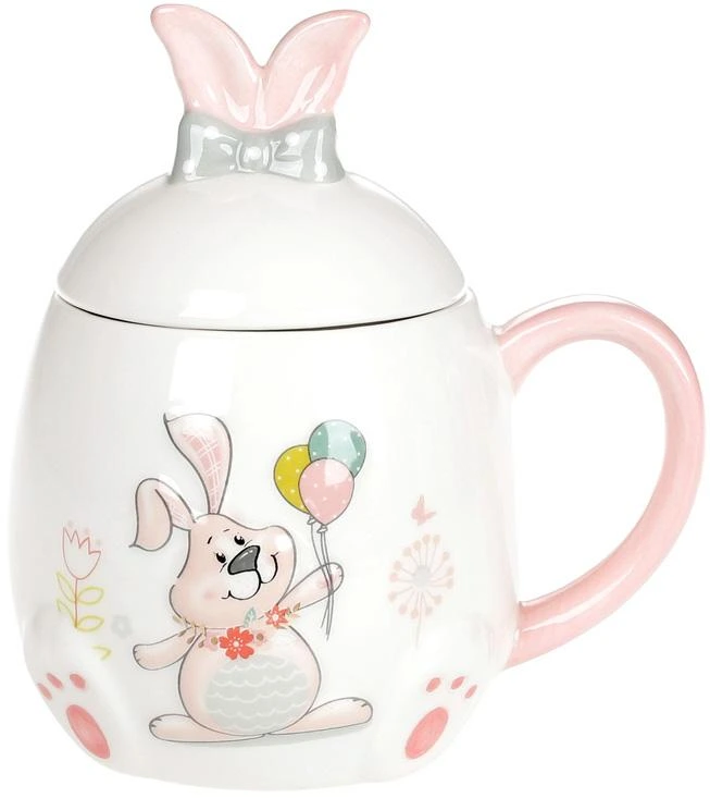 Кружка керамічна "Веселий кролик" 450мл з кришкою