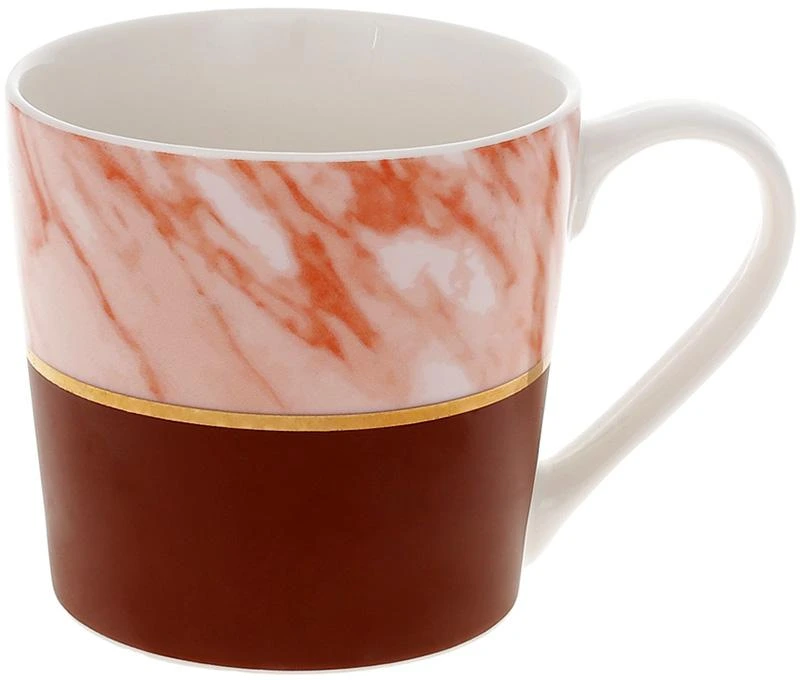 Кружка порцелянова "Коричневий Мармур" 350мл, коричневий мармур з коричневим