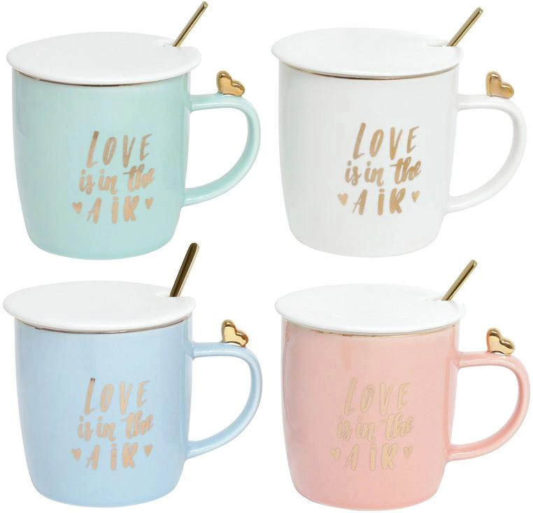 Кружка порцелянова "Love is in the air" 375мл з кришкою і ложечкою
