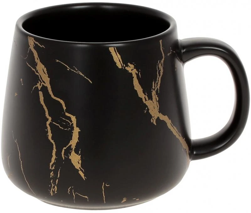 Кружка порцелянова "Мармурова Розкіш" 450мл, чорний із золотом