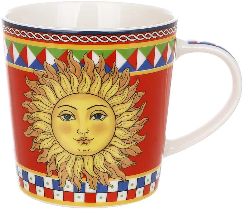 Кухоль порцеляновий Sicilia "Sole" (Сонце) 450мл, подарункова чашка