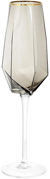 Набір 4 фужера Clio келихи для шампанського 370мл, димчасте скло з золотим кантом