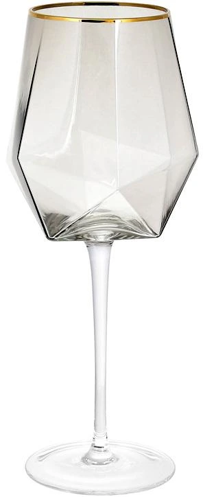 Набір 4 фужера Clio келихи для вина 670мл, димчасте скло з золотим кантом