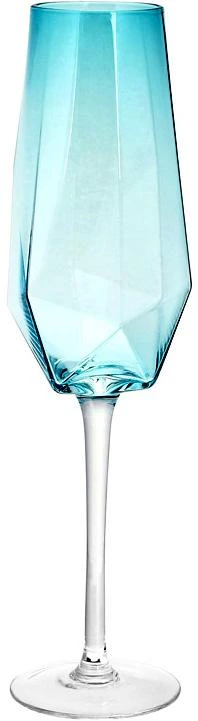 Набір 4 фужера Monaco келихи для шампанського 370мл, скло блакитний лід