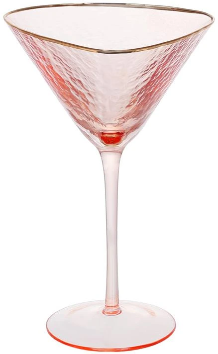 Набір 4 фужери Diva Pink келихи для мартіні 190мл, рожевий із золотим кантом