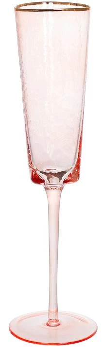 Набір 4 фужери Diva Pink келихи для шампанського 160мл, рожевий із золотим кантом — Bona