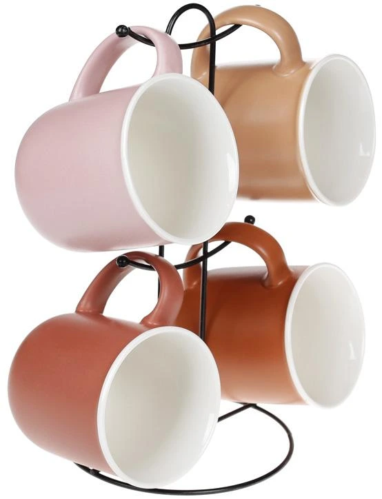 Набір 4 порцелянові кружки "Теракота" 380мл на підставці