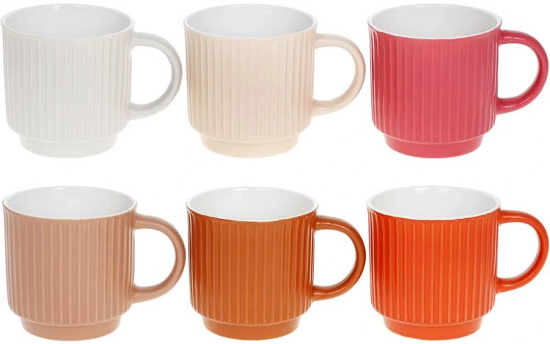 Набір 6 керамічних чашок "Аліканте" 340мл, відтінки коричневого