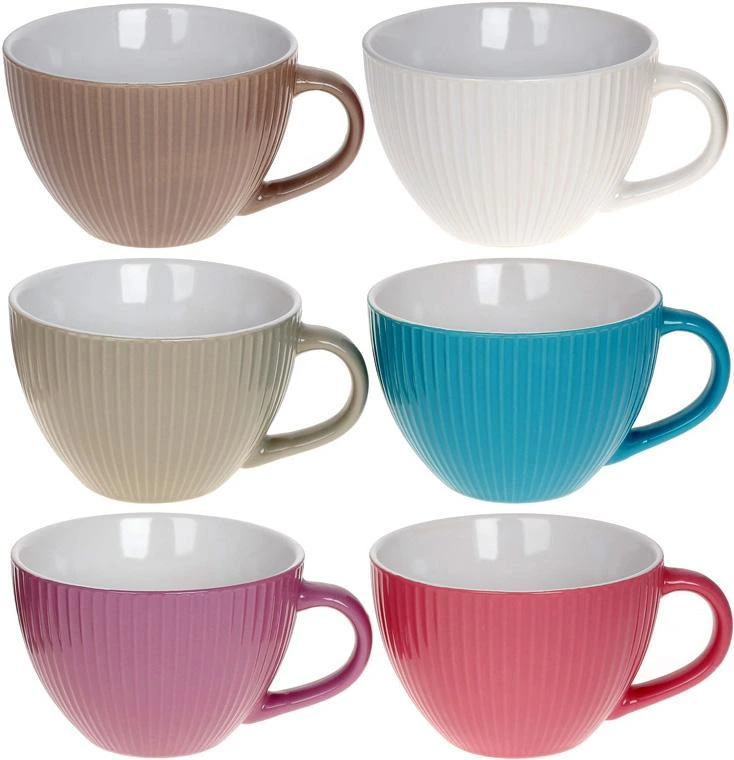 Набір 6 керамічних чашок "Аліканте" 450мл, пастель