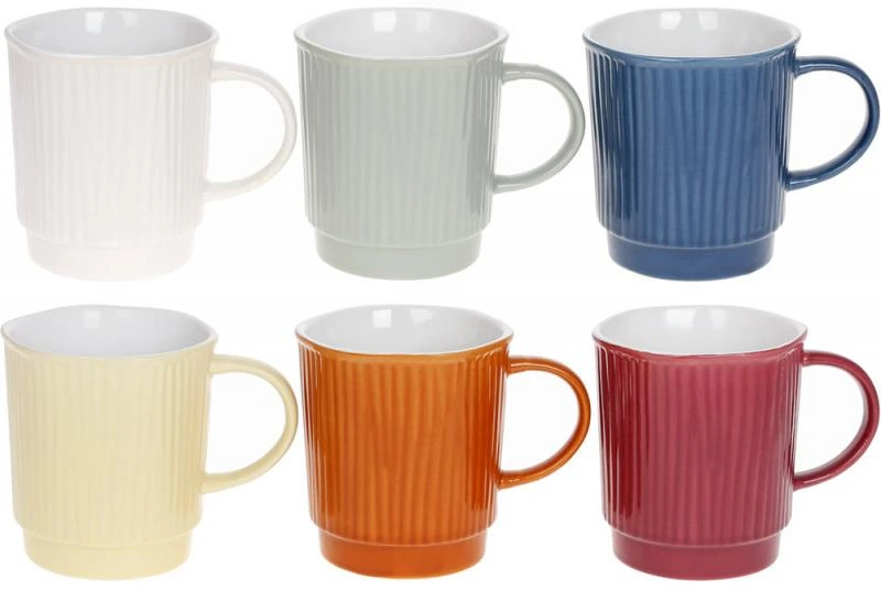 Набір 6 керамічних чашок "Палаццо" 390мл, яскраві