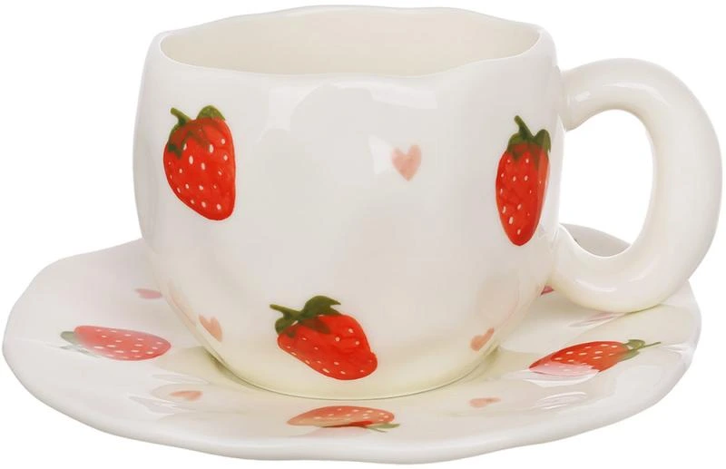 Чайна керамічна чашка "Strawberry" 350мл із блюдцем