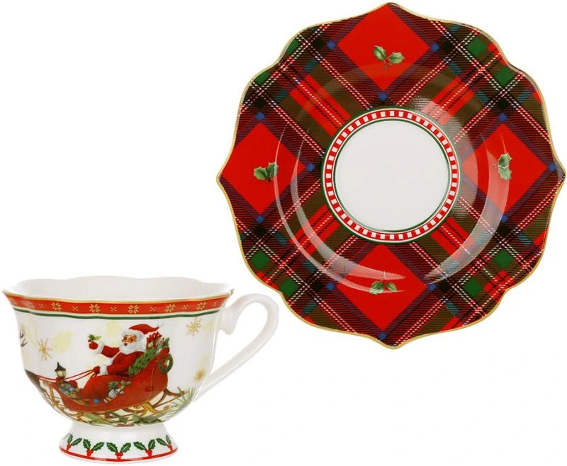 Чайно-кавовий фарфоровий набір "Christmas Story" 2 чашки 170мл та 2 блюдця