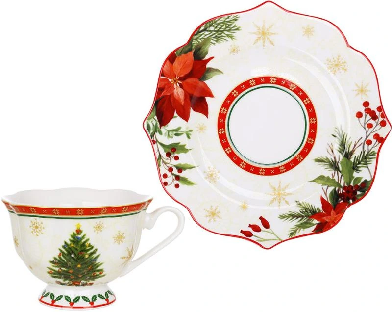 Чайно-кавовий фарфоровий набір "Christmas Story" 2 чашки 170мл з 2 блюдцями