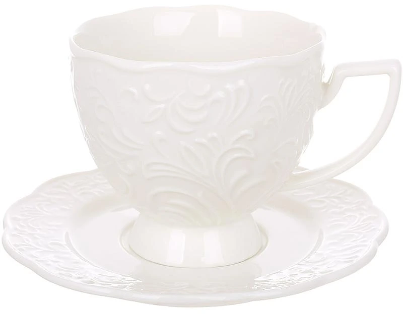 Чашка чайна порцелянова "White City Lily" 250мл із блюдцем