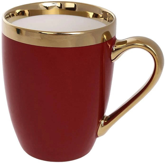 Кухоль (чашка) порцеляновий "Золота Лінія" 360мл, бордо із золотом