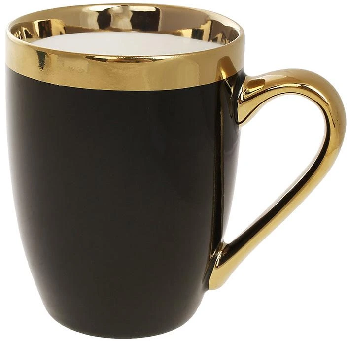 Кухоль (чашка) порцеляновий "Золота Лінія" 360мл, чорний із золотом