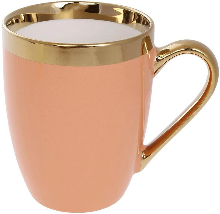 Кухоль (чашка) порцеляновий "Золота Лінія" 360мл, пудровий із золотом