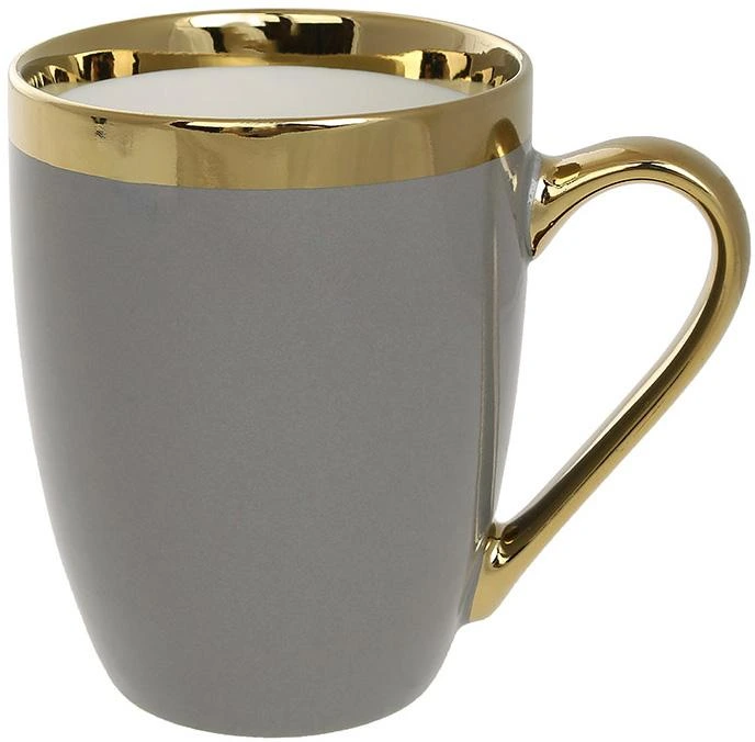 Кухоль (чашка) порцеляновий "Золота Лінія" 360мл, сірий із золотом