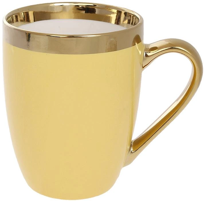 Кухоль (чашка) порцеляновий "Золота Лінія" 360мл, жовтий із золотом