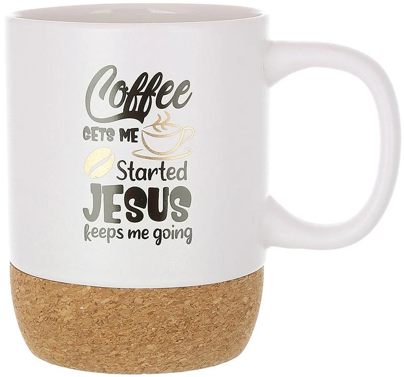 Кухоль керамічний "Coffee Time" 400мл з пробковою основою, біла — BonaDi