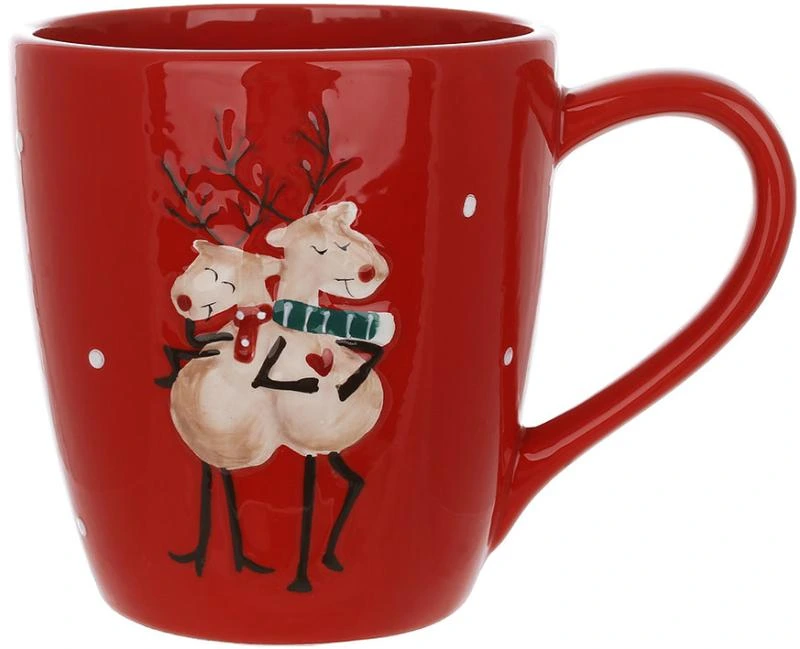 Кухоль керамічний «Закохані Олені» 450мл, червона