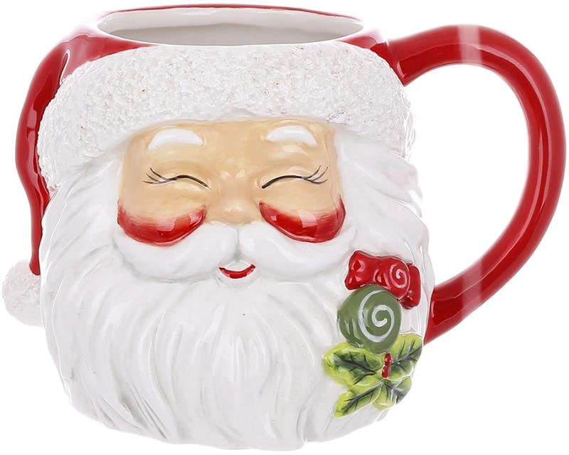Кухоль "Посмішка Санти" 600мл Різдвяна, керамічна — BonaDi