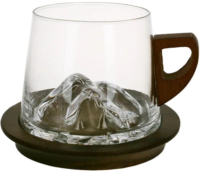 Кухоль "Rock" 220мл скляний на дерев'яній підставці