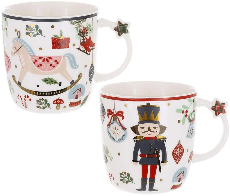 Набір 2 різдвяні кухлі "Happy Holidays" 360мл, порцелянові чашки у подарунковій упаковці