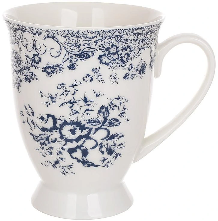 Набір 6 порцелянових кухлів "Англійська Троянда" 320мл, синій орнамент