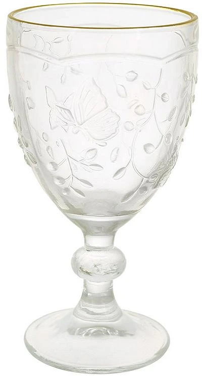 Набір 6 скляних келихів "Butterfly" 300мл із золотою облямівкою