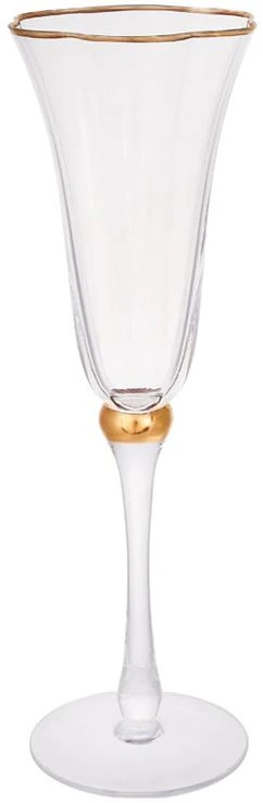 Набір 6 скляних келихів "Fleur" 170мл (фужери для шампанського) із золотою облямівкою