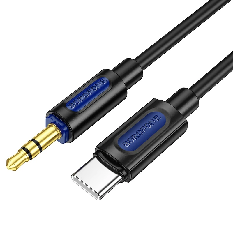 Аудіокабель BOROFONE BL20 Type-C to 3.5mm male, silicone, 1m,  Black — Borofone
