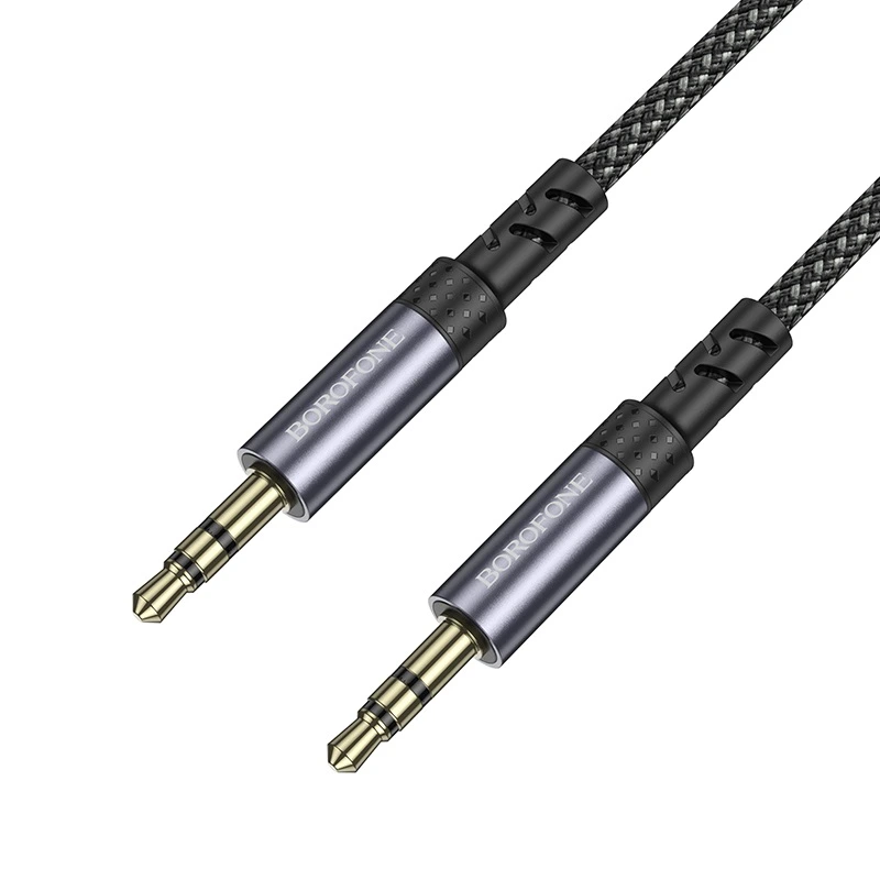 Аудіокабель BOROFONE BL24 3.5mm male to 3.5mm male, nylon braid, 1m, Metal Grey — Borofone