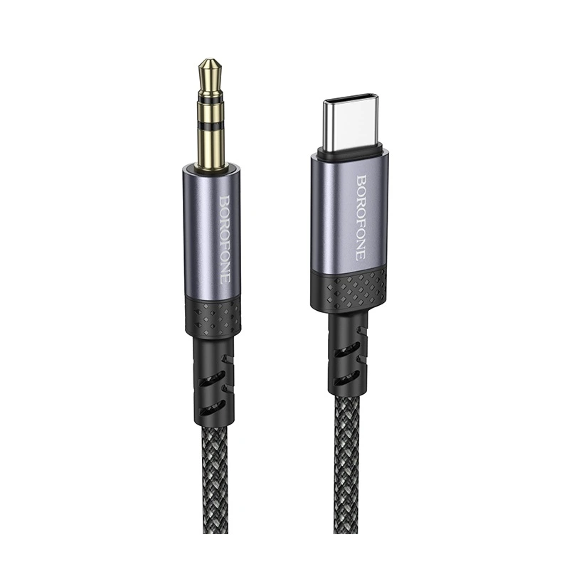Аудіокабель BOROFONE BL24 Type-C to 3.5mm male, nylon braid, 1m, Metal Grey