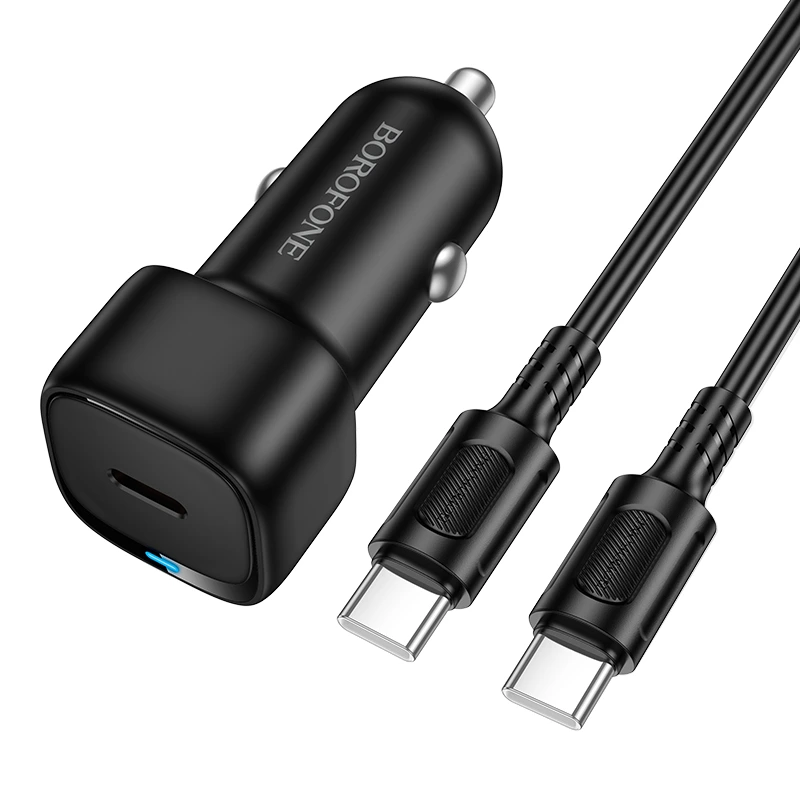 Автомобільний зарядний пристрій BOROFONE BZ34A Cloud single port PD20W car charger set (C to C) Black