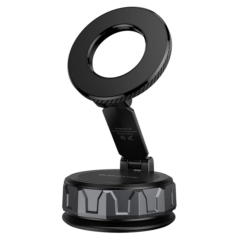 Автотримач для телефона BOROFONE BH140 Gloria vacuum suction cup magnetic ring holder(multi-scene) black metal gray — Borofone