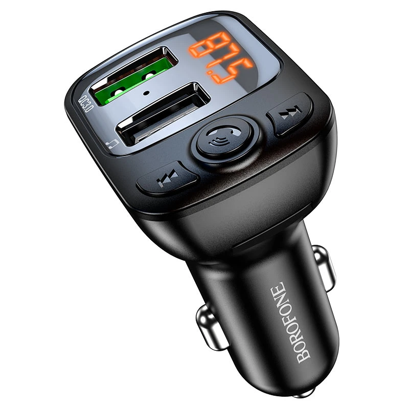 АЗП з FM-модулятором BOROFONE BC41 Eminency QC3.0 Car BT FM transmitter 18W Black 8525500090 — Borofone