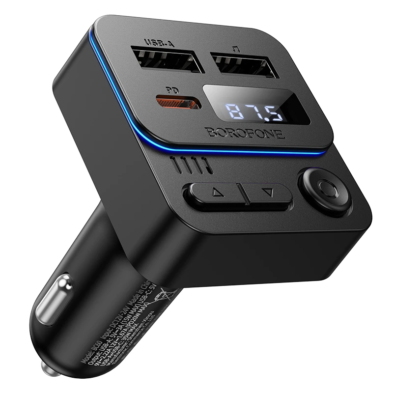 АЗП з FM-модулятором BOROFONE BC60 Hero 35W(1A1C) car BT FM transmitter Black