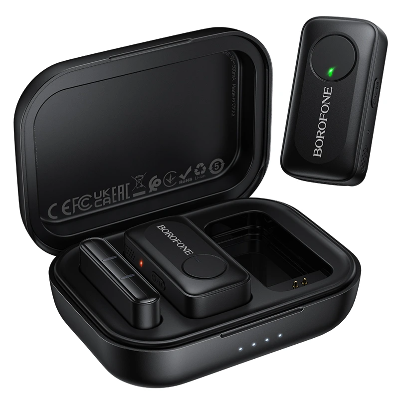 Бездротова мікрофонна система BOROFONE BFK17 Lemai wireless microphone Type-C Black — Borofone