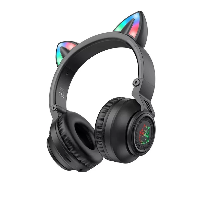 Бездротові накладні навушники BOROFONE BO18 Cat ear BT headphones Black